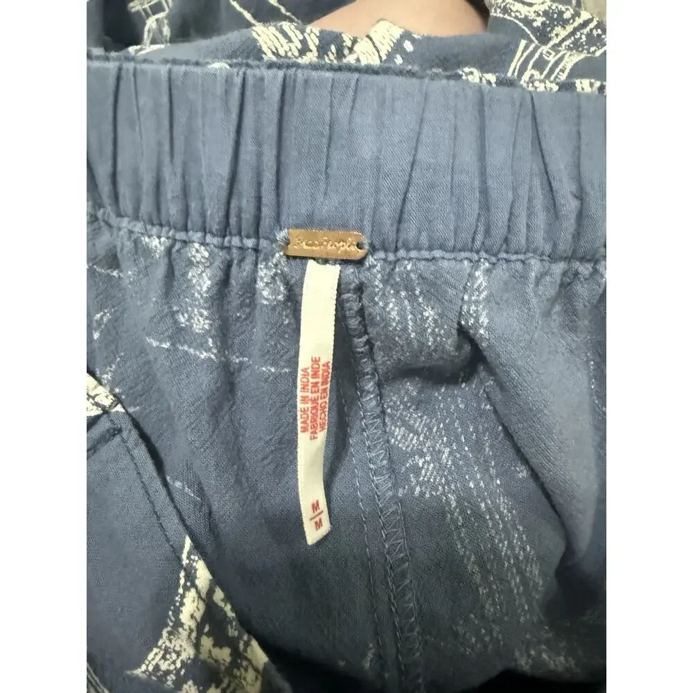 Free People Seaside Pull On Pants Western Print Indigo Combo Rodeo Time MEDIUM
